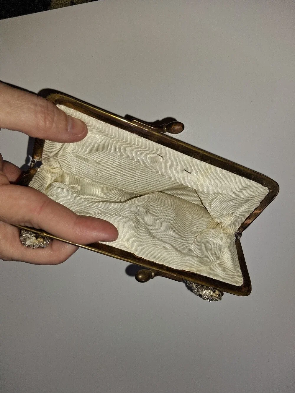 Vintage Beaded Floral Ivory Evening Handbag